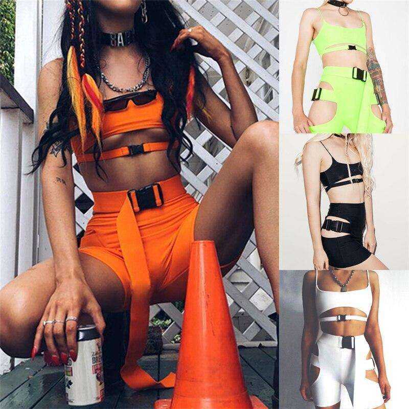 Sexy Hip Hop Sexy Gothic Crop Top And Short Casual Clothing Street Wear