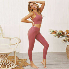 Seamless Sports Set Push Up Sleeveless Tank Tops and Leggings Set