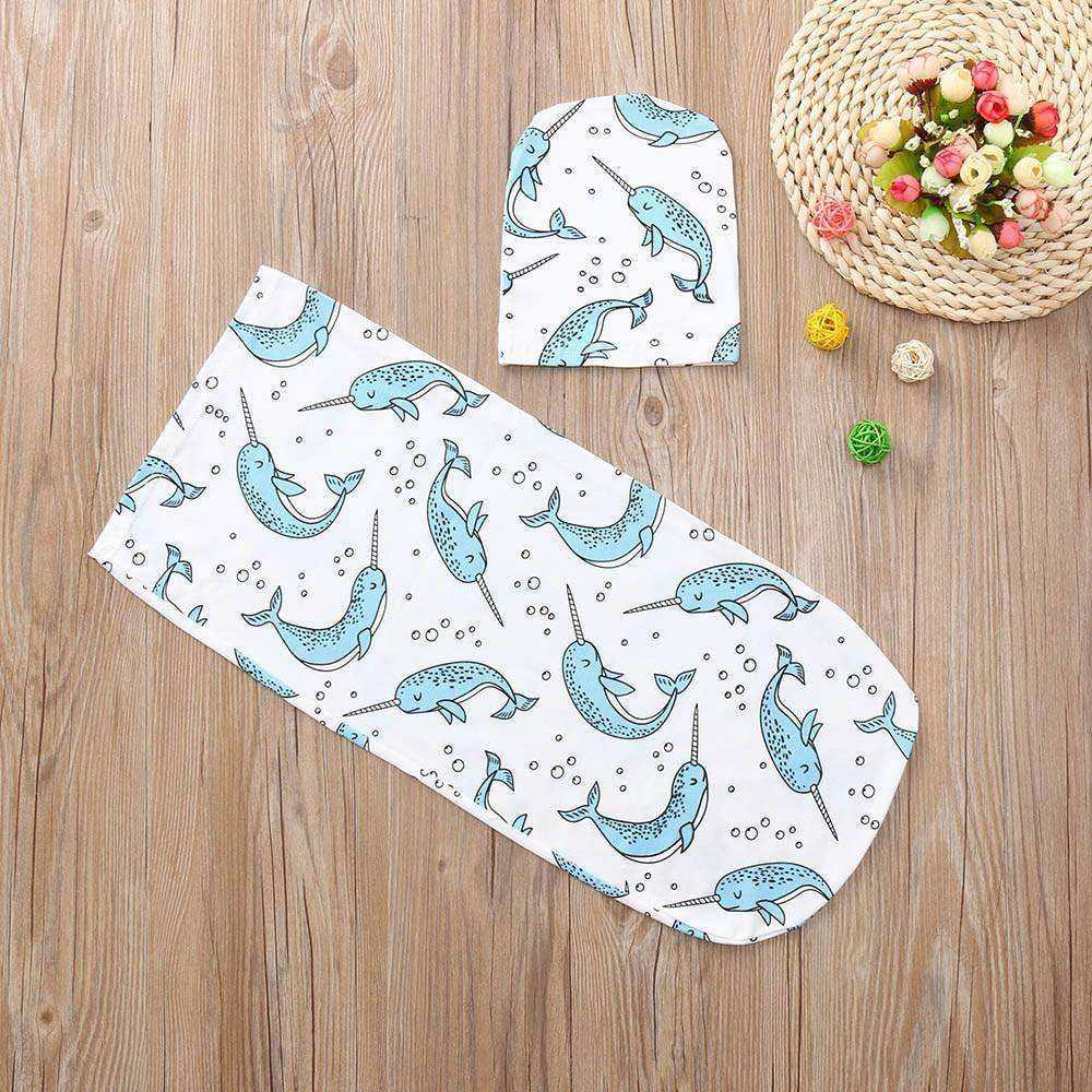 Baby Swaddle Blanket & Cap Newborn Cocoon Wrap