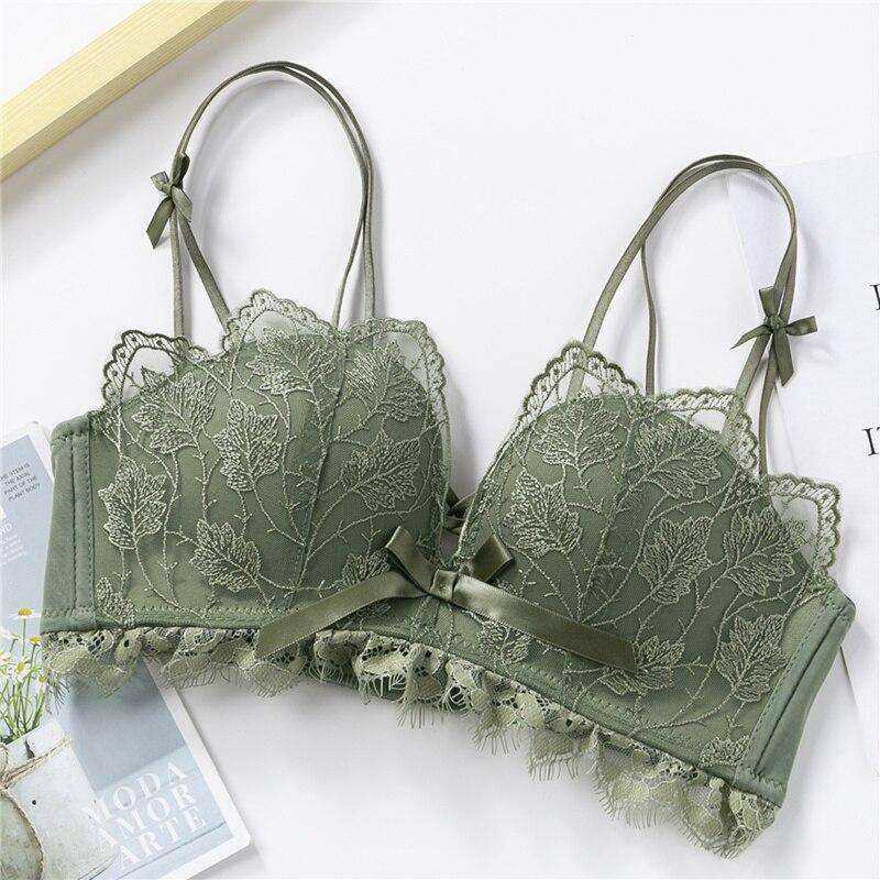Sexy Lace Bralette Push Up Bras Wireless Soft Black Butterfly Bra