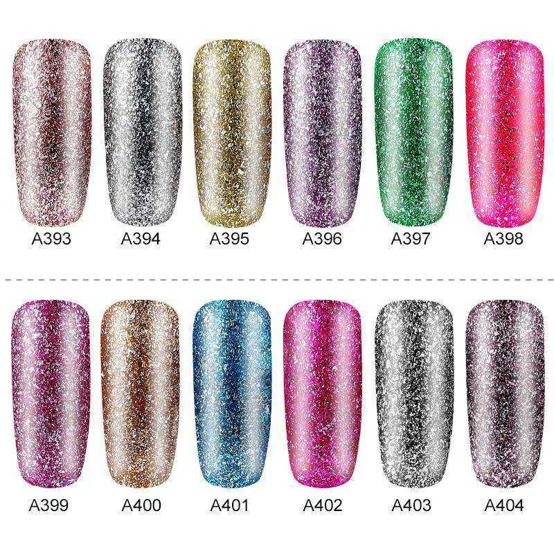 Hybrid Varnishes Gel Nail Polish Set Glitter Platinum Nails Art