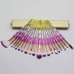 20Pcs Aesthetic Diamond Makeup Brushes with Powder Pouf Set