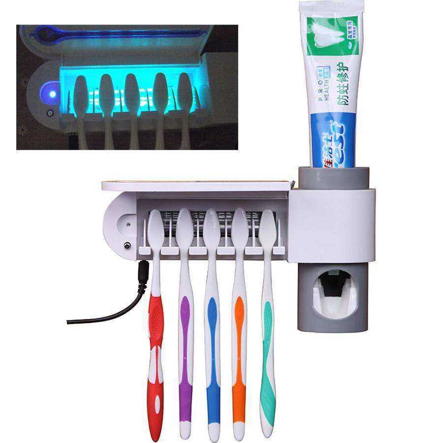Automatic UV Light Toothbrush Sterilizer and Toothpaste Dispenser