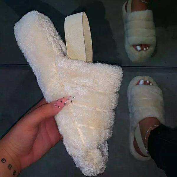 Spring Autumn Sponge Cake Women's Suede Back Strap Cotton Slippers