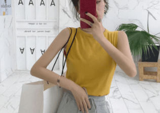 Women Skinny Tees O-Neck Casual Sleeveless