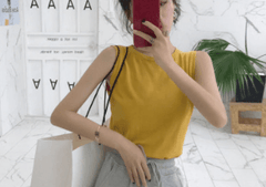 Women Skinny Tees O-Neck Casual Sleeveless