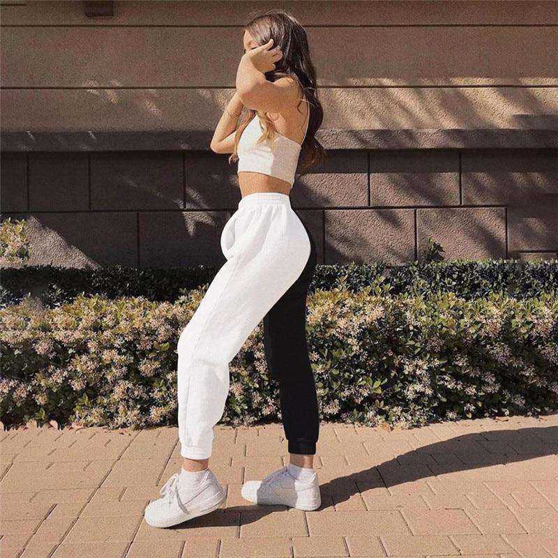 Black and White Patchwork Sweatpants