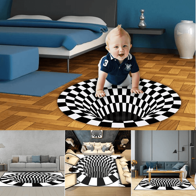 Aesthetic 3D Swirl Print Optical Illusion Non-slip Rug Carpet Floor Pad