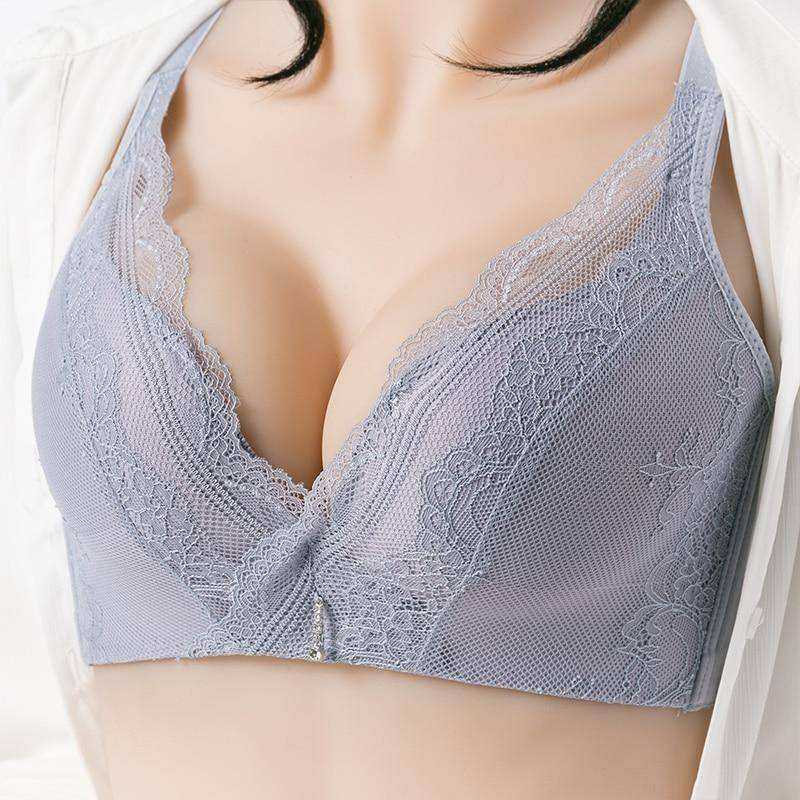 Sexy High Shoulder Strap Exquisite Lace Noodle Push-Up Four Buckle Bra