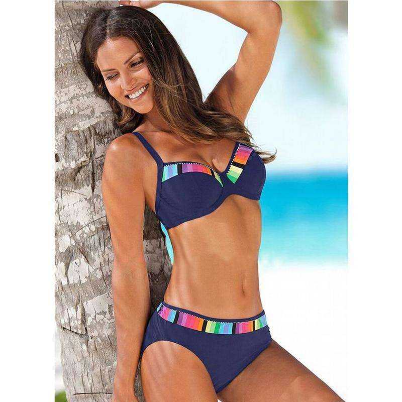 Sexy 2021 Push Up  Print  Polka Dots Plus Size Bikini Set