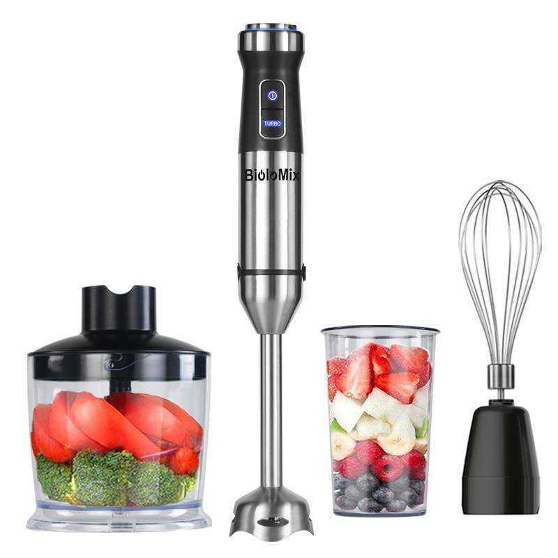4-in-1 Stainless Steel 1100W Immersion Hand Stick Blender 500ml Chopper Whisk 800ml Cup