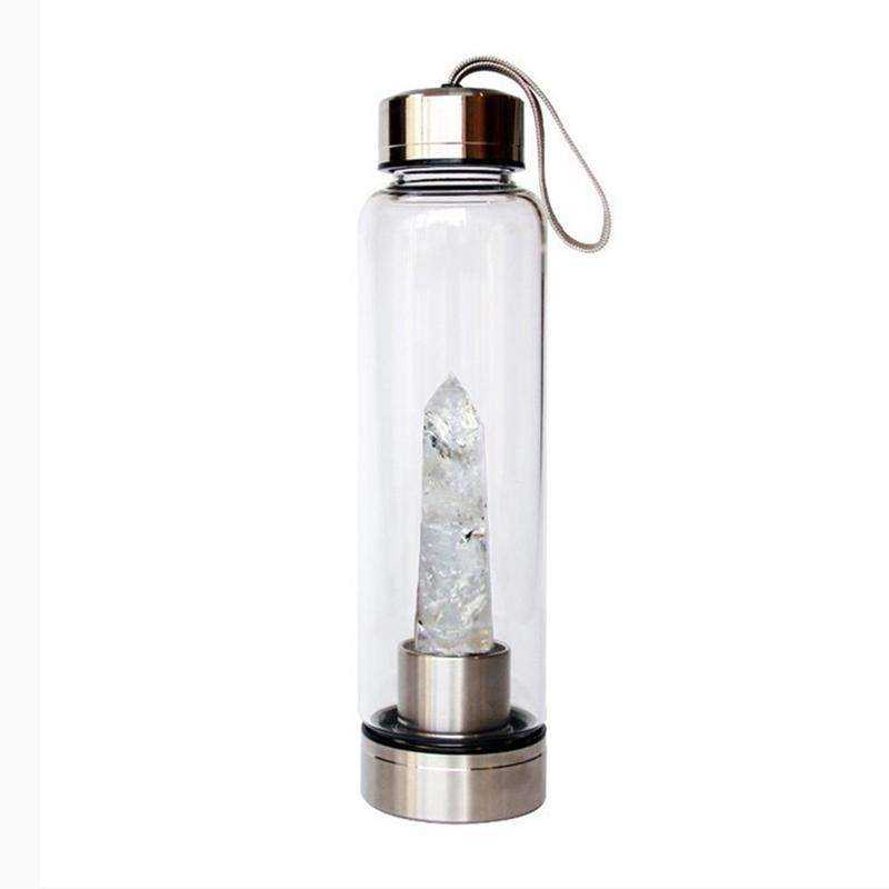 Direct Drinking Natural Glass 500ML Crystal Healing Bottle