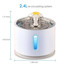 2.4L Automatic Water Fountain LED Electric Mute Drinking Pet Bowl Dispenser