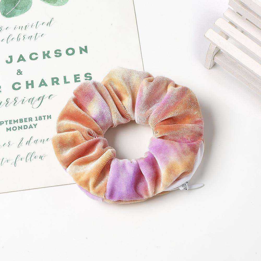 New Velvet Tencel Zipper Pocket Hairband Elastic  Accessories