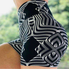 New High Waist Push Up  Fitness Yoga Running Gym Scrunch Butt Seamless Print Elastic Short Leggings