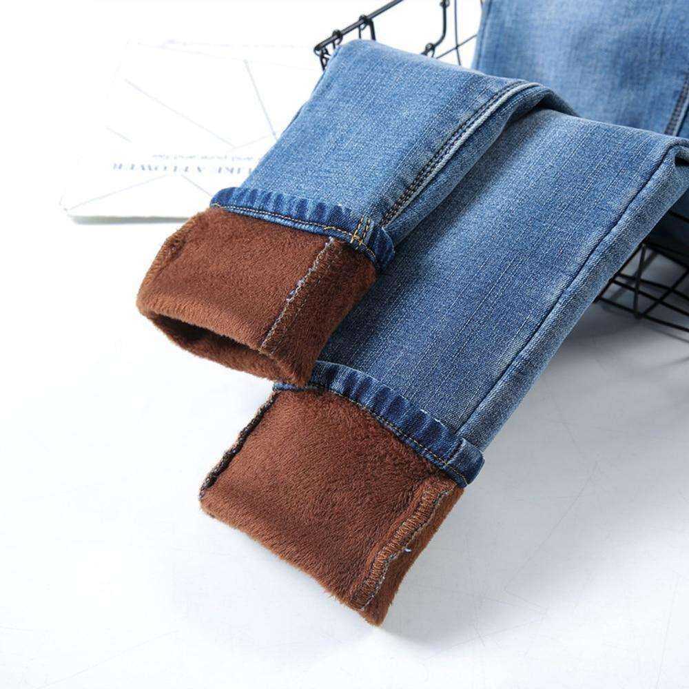 Women Warm Jean Pants