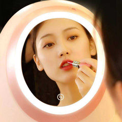 Aesthetic Portable Dustproof LED Light Makeup Mirror Organizer Box