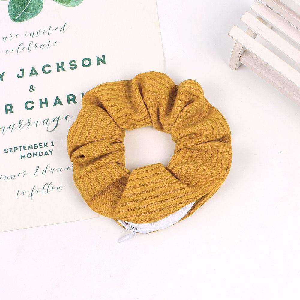 New Velvet Tencel Zipper Pocket Hairband Elastic  Accessories