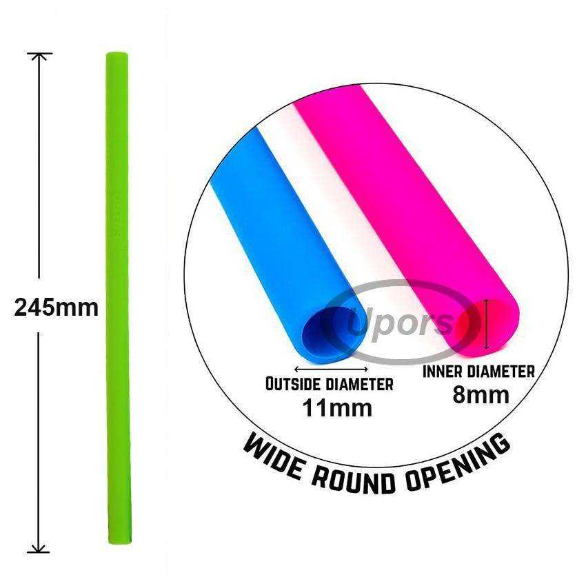 Reusable Drinking Flexible Straw Shakes with Brush & Pouch