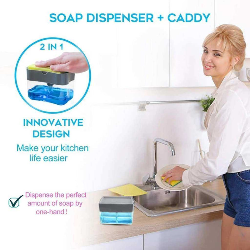 Manual Press Liquid Soap Dispenser With Washing Sponge