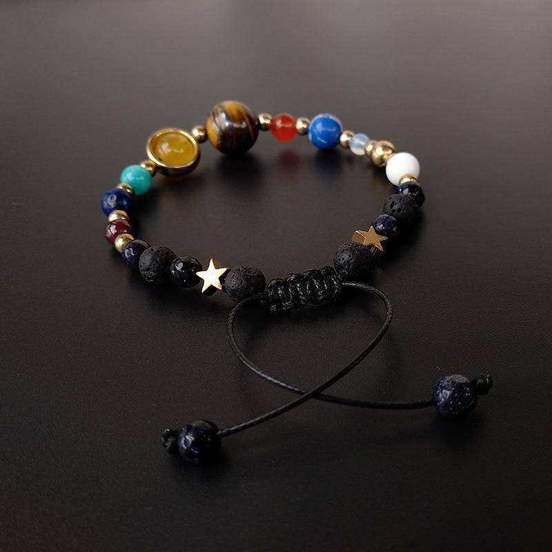 9 Planets Natural Stone Beads Adjustable Bracelet