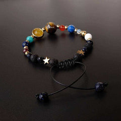 9 Planets Natural Stone Beads Adjustable Bracelet