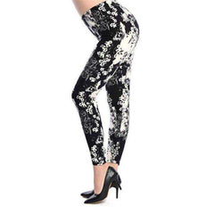 New 2021 Fashion Plus Size Print Flower Guitar Plaid Thin Nine Leggings