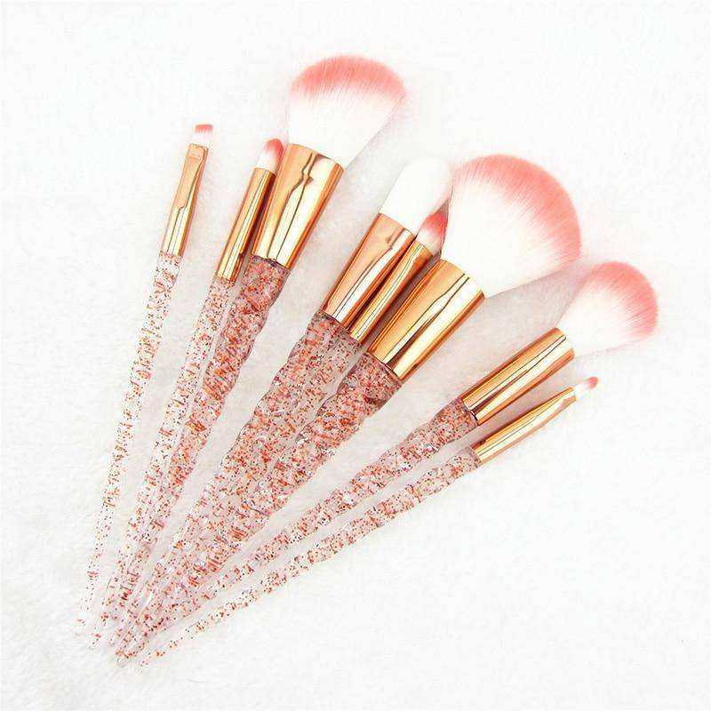 8pcs Red Glitter Diamond Crystal Makeup Brush Set