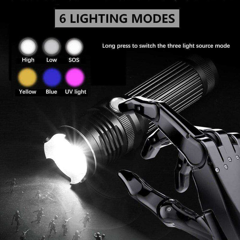 Rechargeable LED Flashlight With 4 Core P50 and 4 Colors LED Chip