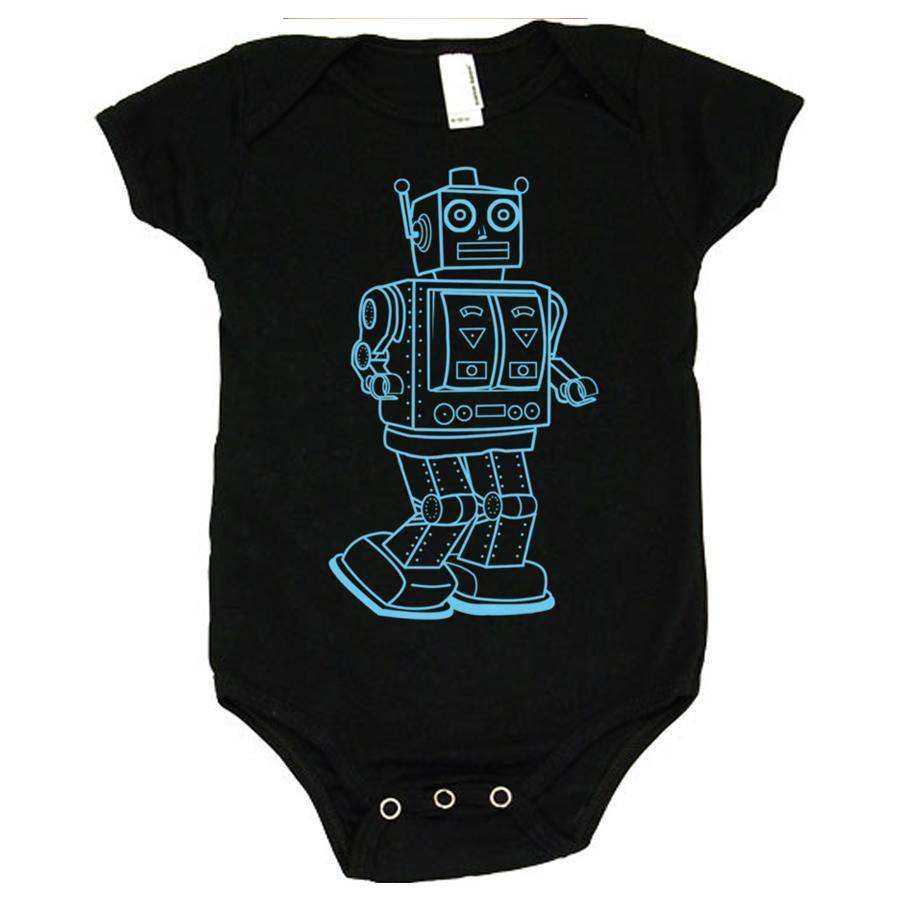 Vintage Robot Printed Baby Boy Girl Jumpsuit