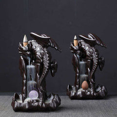 Awakening Dragon LED Ceramic Waterfall Smoke Incense Burner