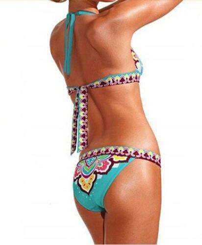 Women New Summer Sexy Ethnic Print Push-up Bandage Swimsuit Bikini Set