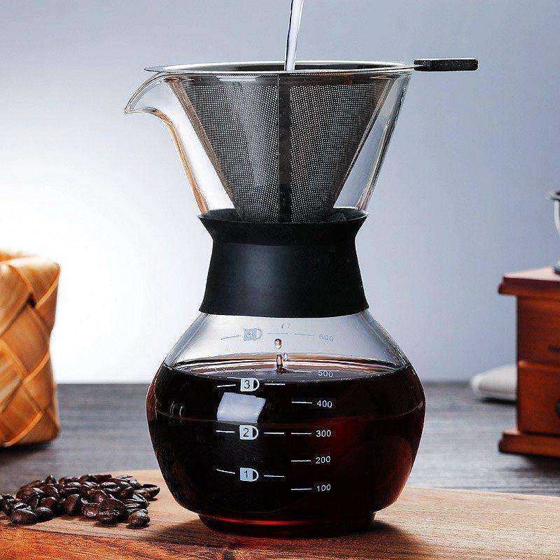 600ml Glass Coffee Kettle with Stainless Steel Filter