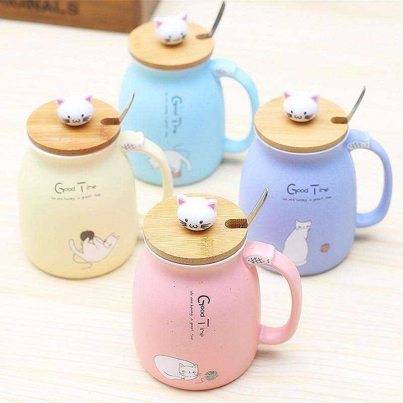 Portable Cat Cute Ceramic Coffee Cup