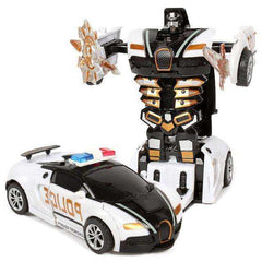 New One-key Automatic Transform Robot Funny Diecasts Plastic Model Car Kid Toys