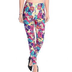 Women Comic Cartoon Printed  High Stretch Punk Rock Leggings