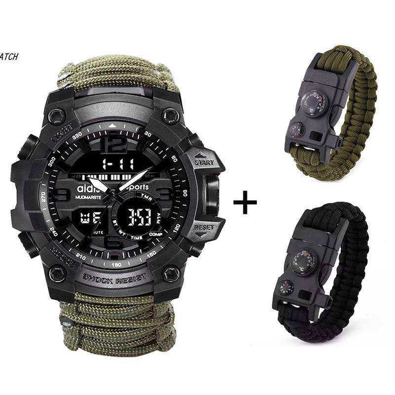 LED Military Electronic Wristwatches with Compass 30M Waterproof