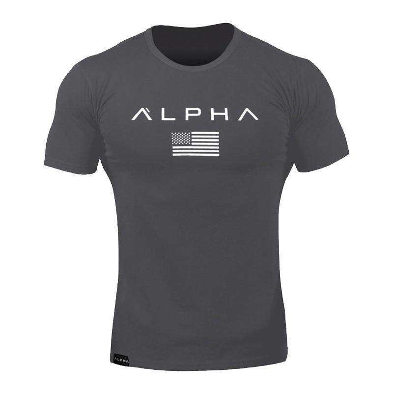 Sports Fitness Fashion Letter Printing Men's Short Sleeve T-shirt