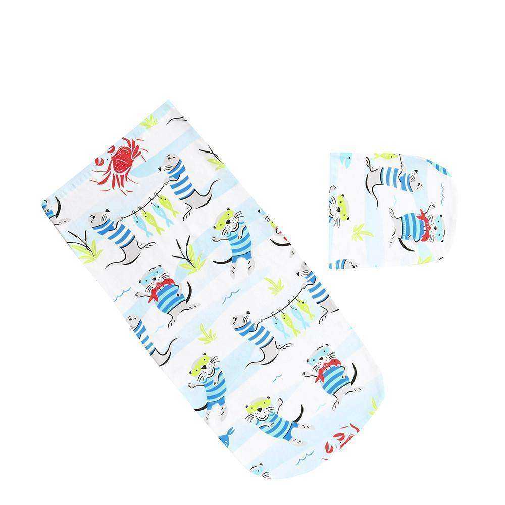 Baby Swaddle Blanket & Cap Newborn Cocoon Wrap