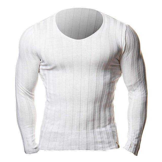 Men Knitted Slim Long Sleeve V Neck Warm Sweater