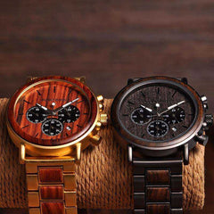 Gold Watch Men Luxury Brand Wooden Wristwatches