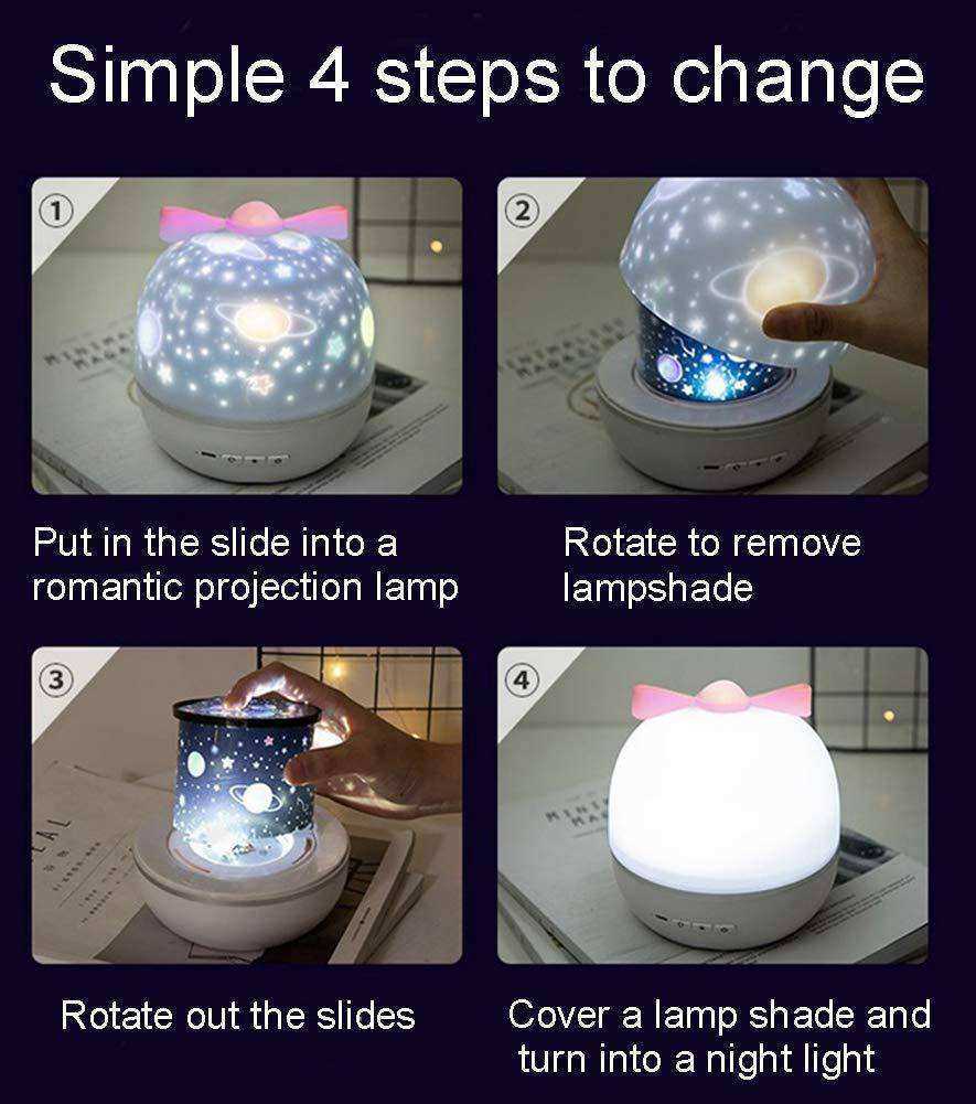 Aesthetic 2 in 1 6 Films Star Night Light 360 Degree Projector