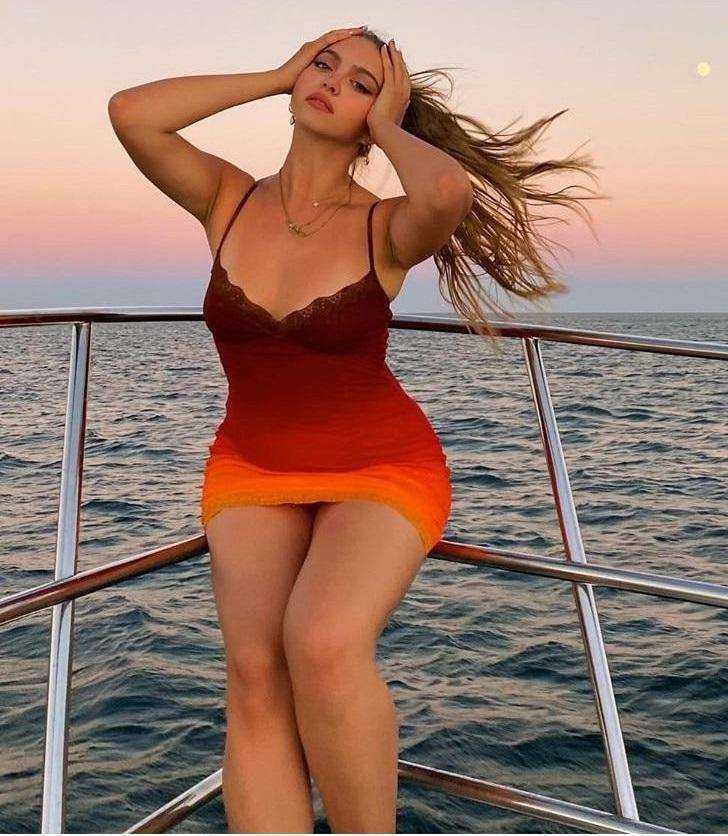 Fashionable Sexy V Neck Spaghetti Straps Gradient Color Women Mini Dress
