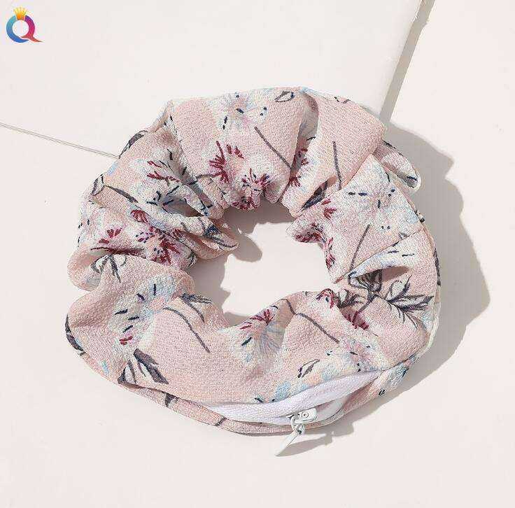 New Velvet Tencel Zipper Pocket Hairband Elastic  Accessories