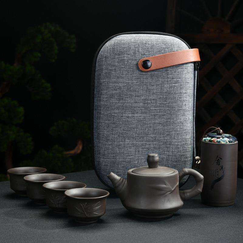 Purple Clay Kung Fu Teapot Cup Travel Set