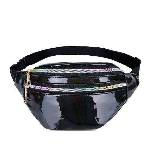 Holographic Waist Belt Bag Women Pink Silver Fanny Geometric Pack
