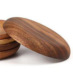 Round Solid Wood Plate Whole Acacia Wood Tableware Set