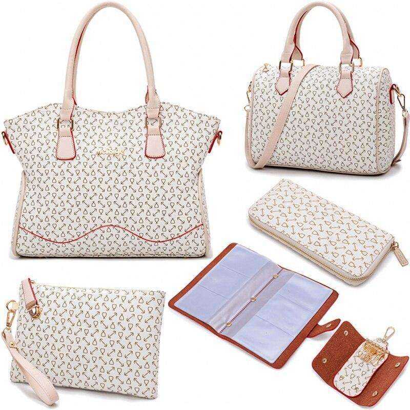 Women's Fashion Leather Bags 6 Piece Set Designer