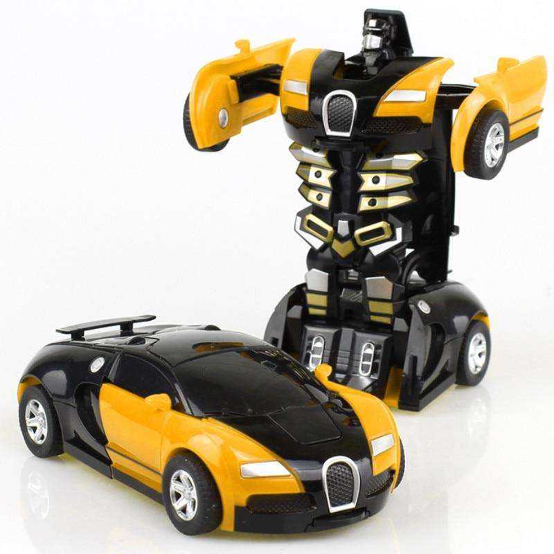 New One-key Automatic Transform Robot Funny Diecasts Plastic Model Car Kid Toys