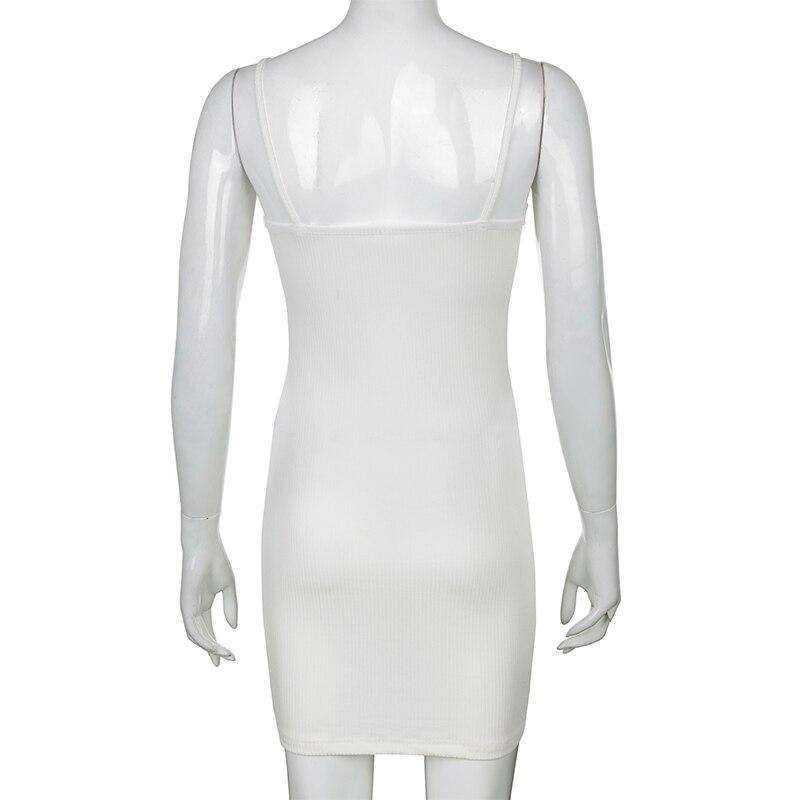 Aesthetic White Mini Dress Spaghetti Strap Bow Ruched